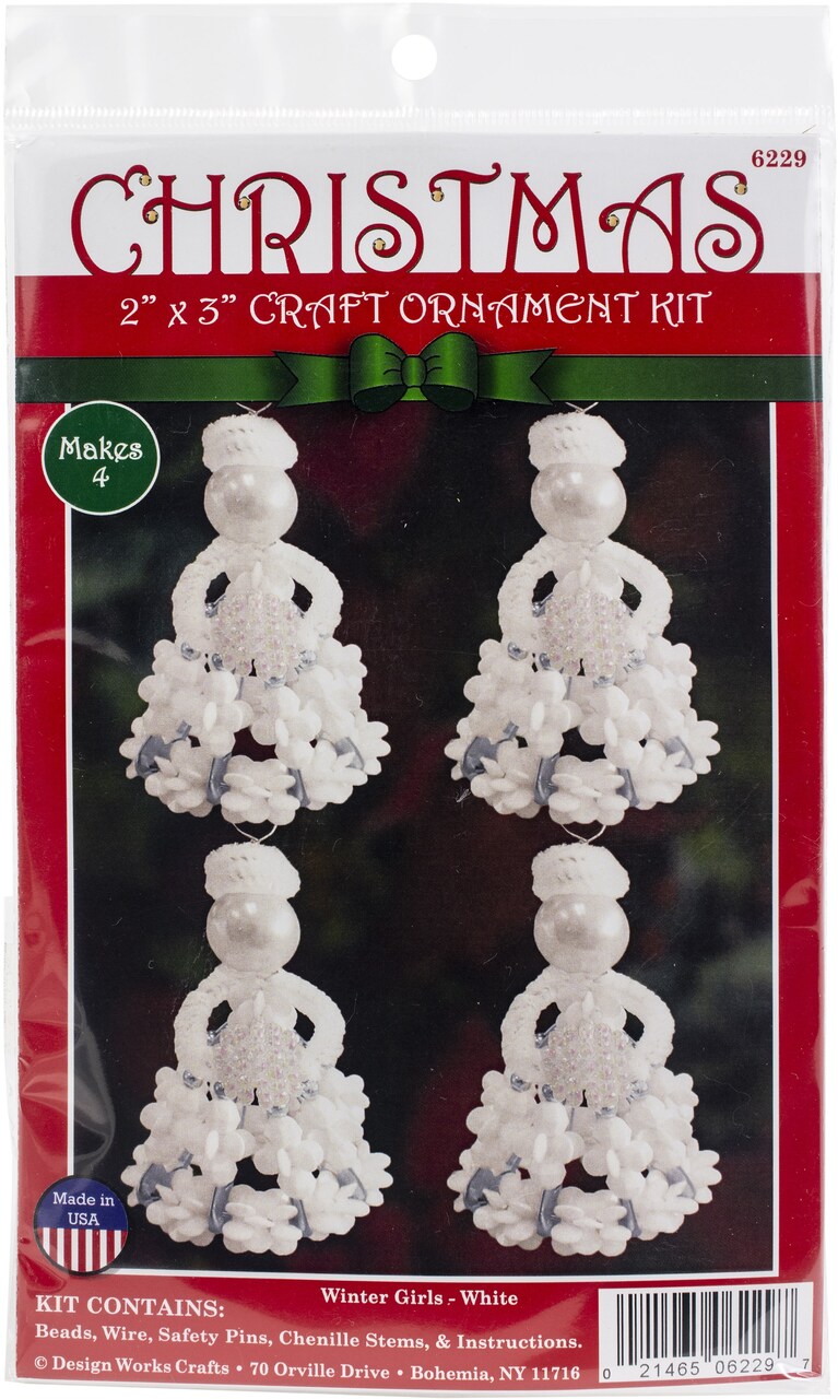 Design Works Beaded Ornament Kit 1.5"x2.75" Set of 4-Winter Girls